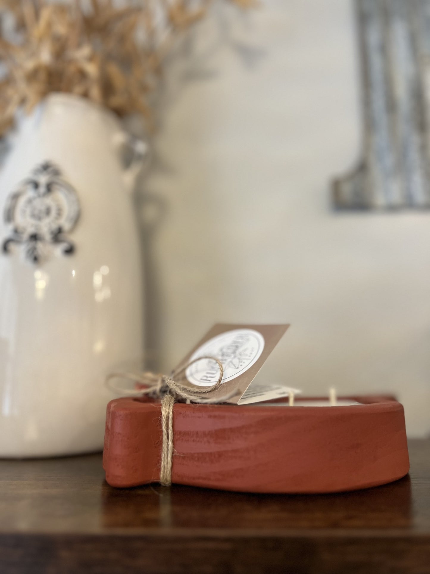 Cardinal Natural Wood Bowl Candle - Red