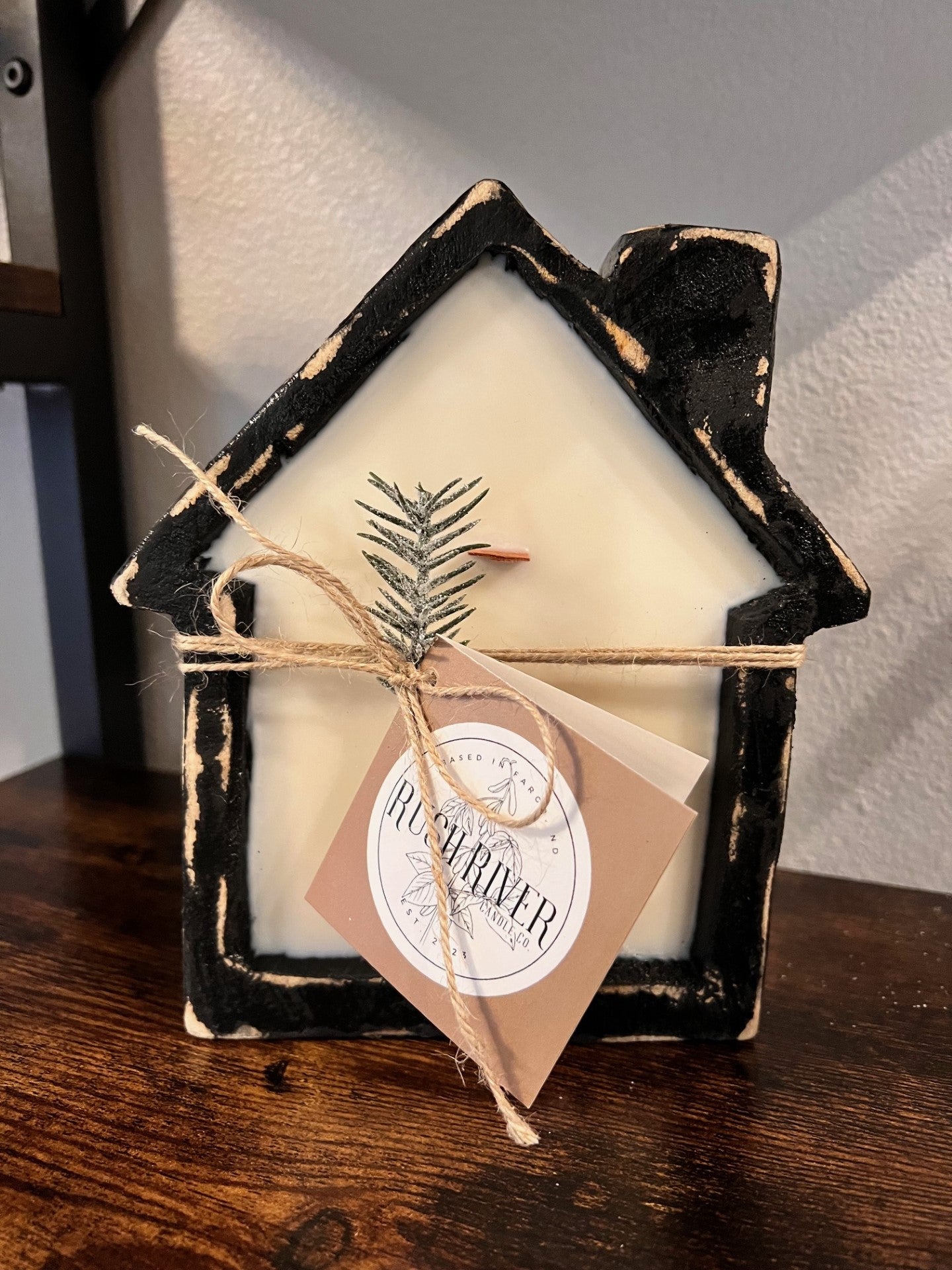 House Rustic Wood Bowl Candle - Black