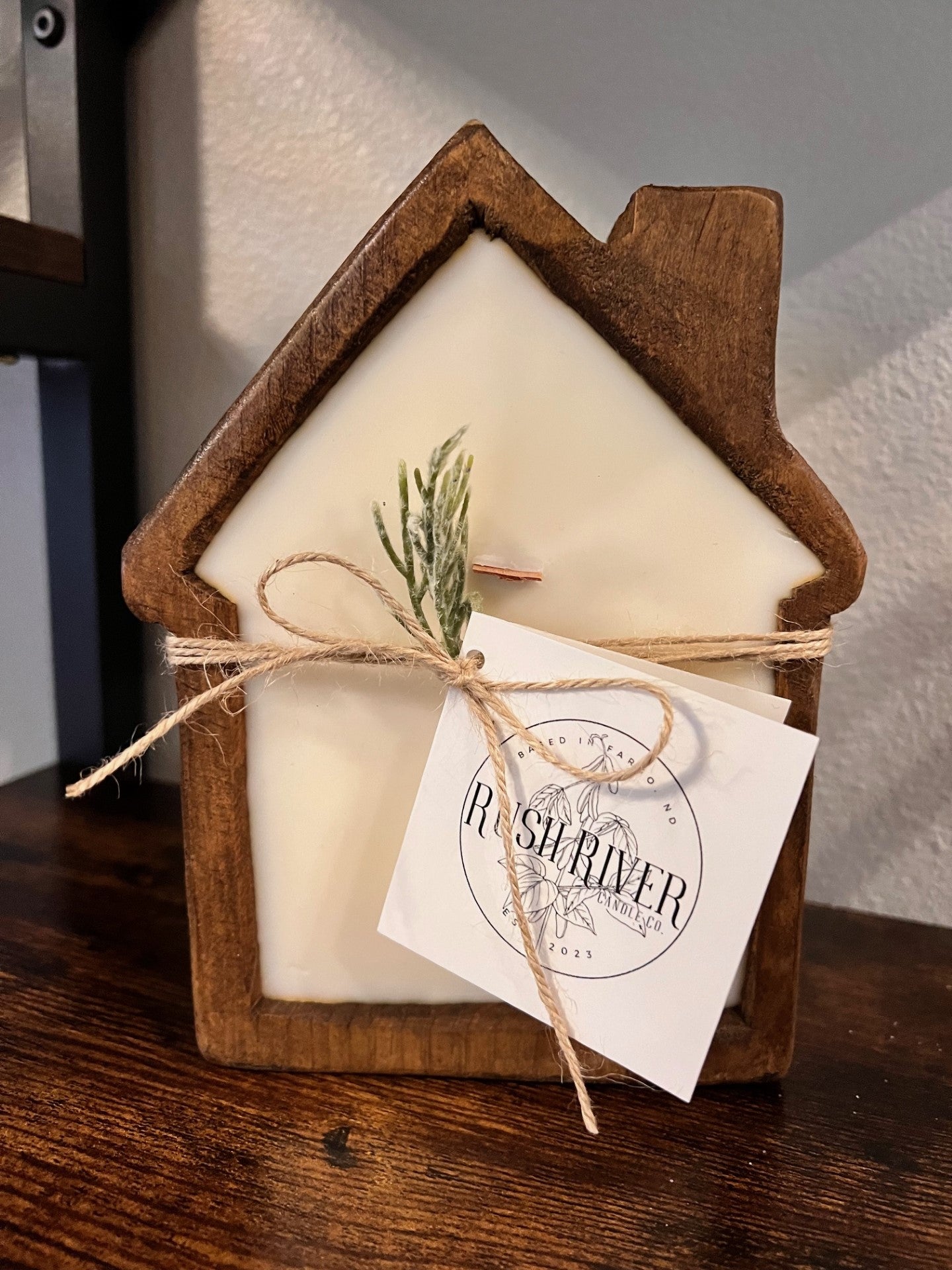 House Rustic Wood Bowl Candle - Brown