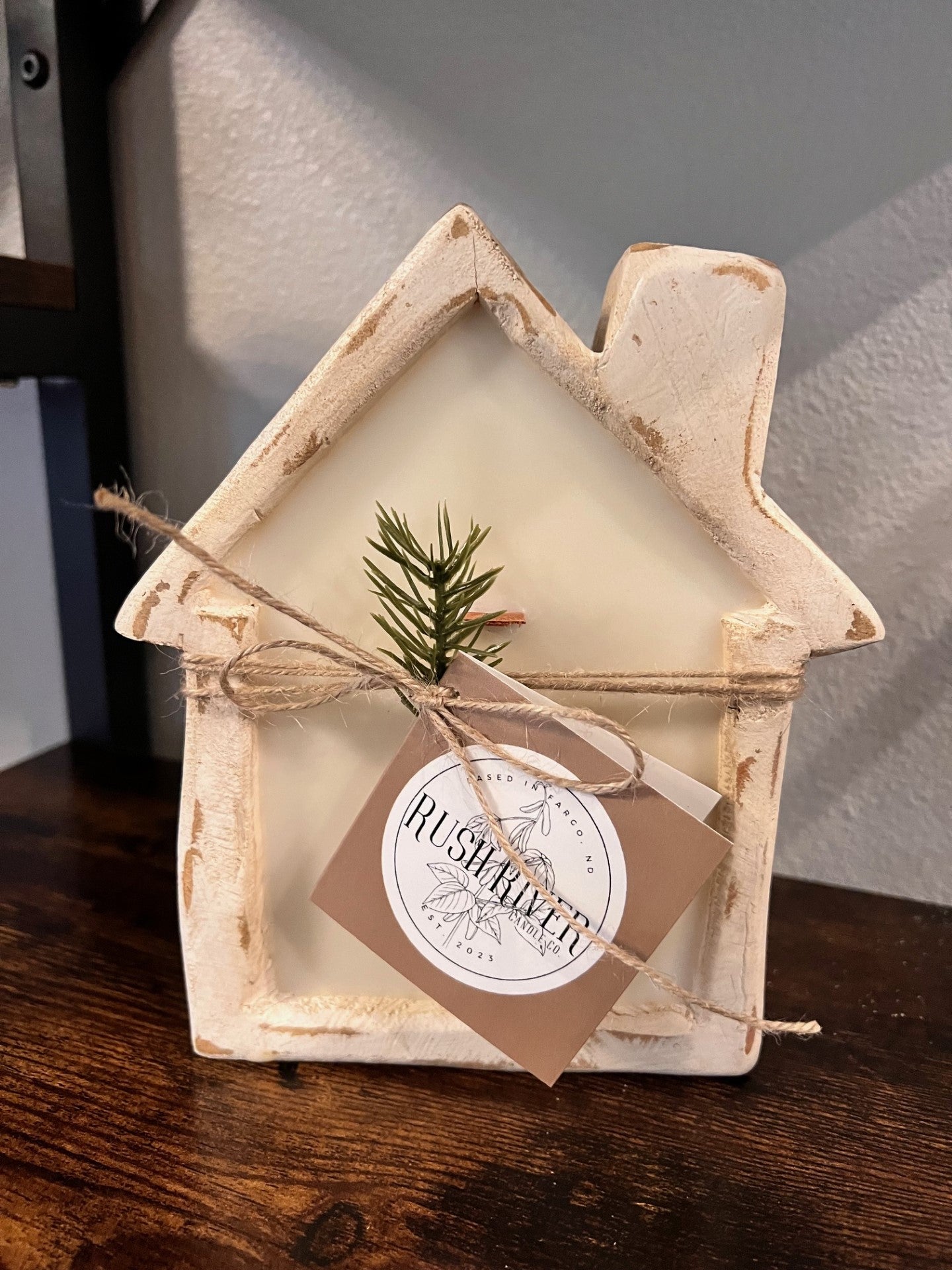 House Rustic Wood Bowl Candle - Cream