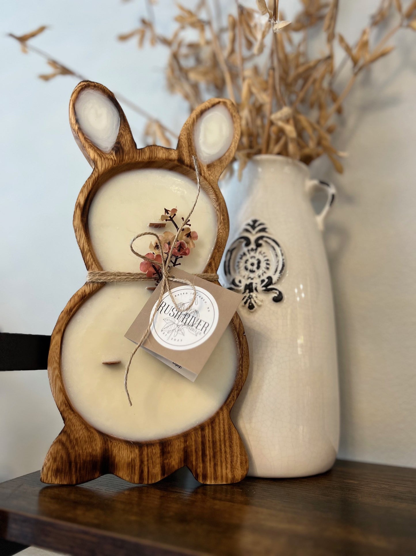 Bunny Smooth Wood Bowl Candle