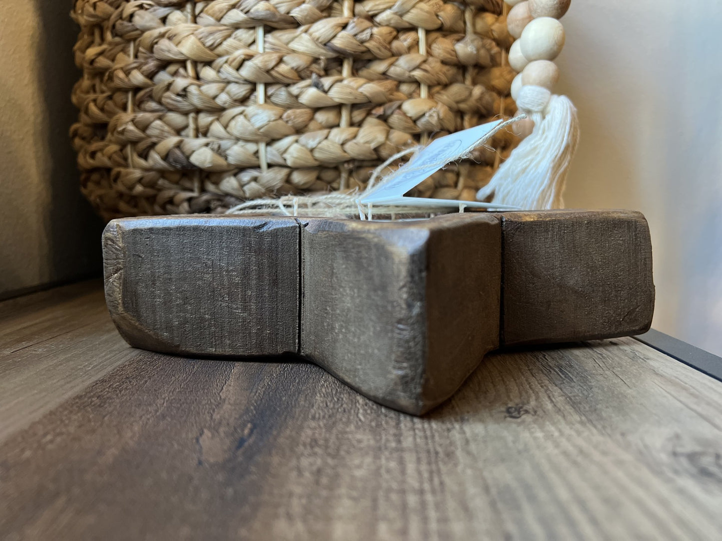 Star Rustic Wood Bowl Candle - Brown