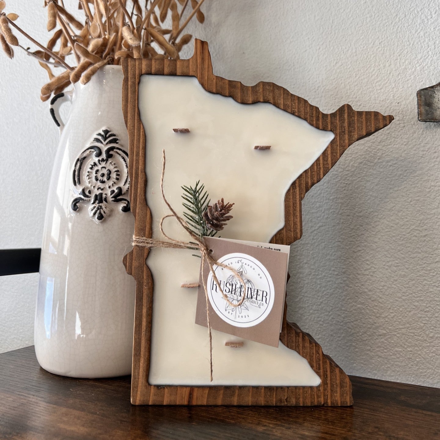 State of MN Natural Wood Bowl Candle