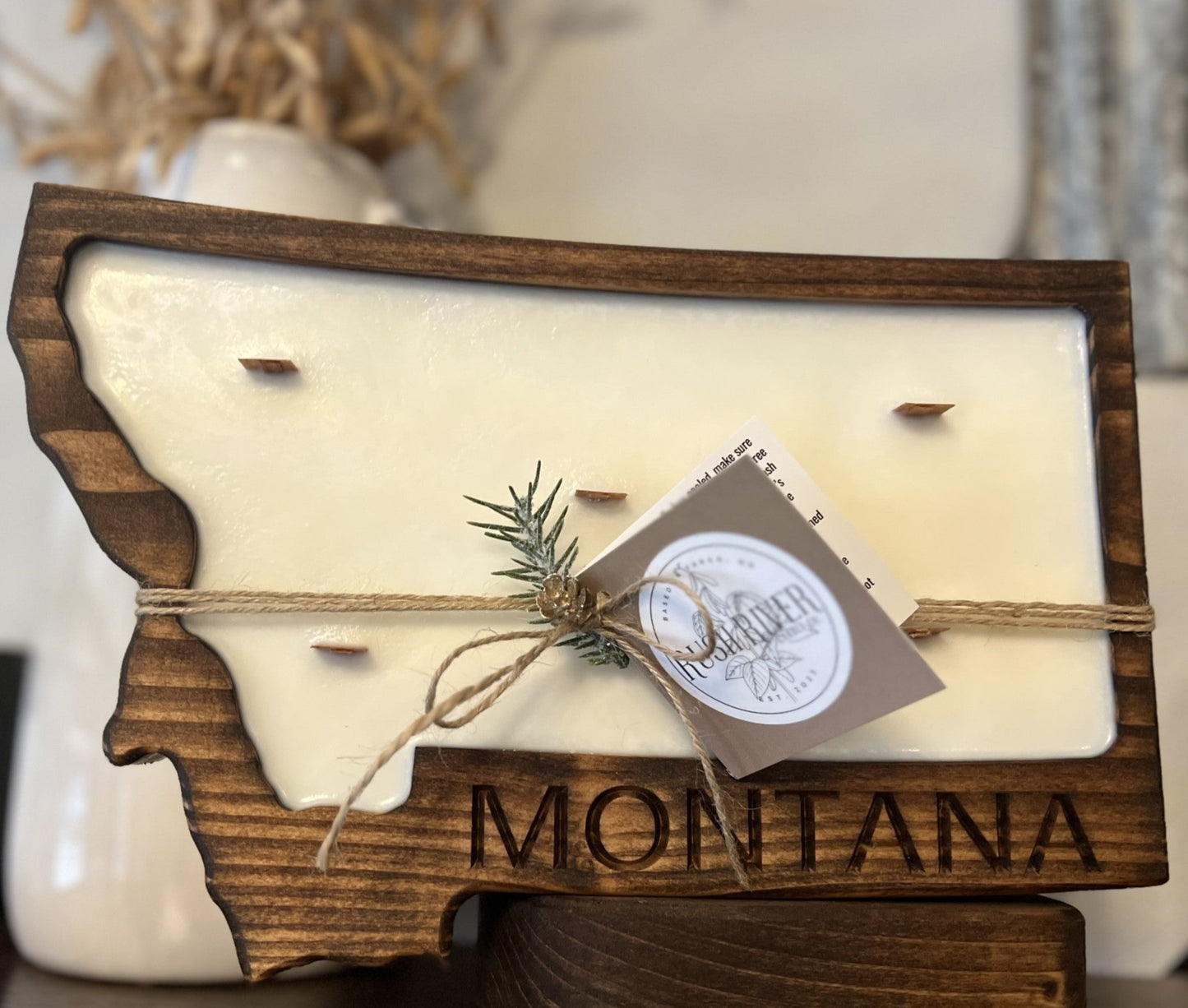 State of MT Natural Wood Bowl Candle