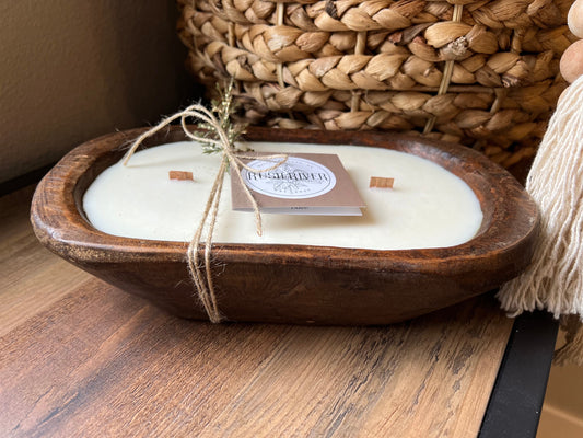 6" x 9.5" Rectangle Rustic Wood Bowl with Rounded Corners Candle