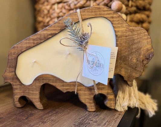 Bison/Buffalo Wood Bowl Candle