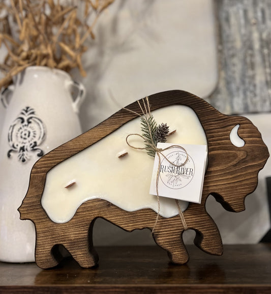 Bison/Buffalo Wood Bowl Candle