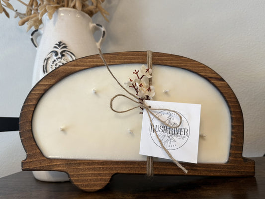 Camper Wood Bowl Candle