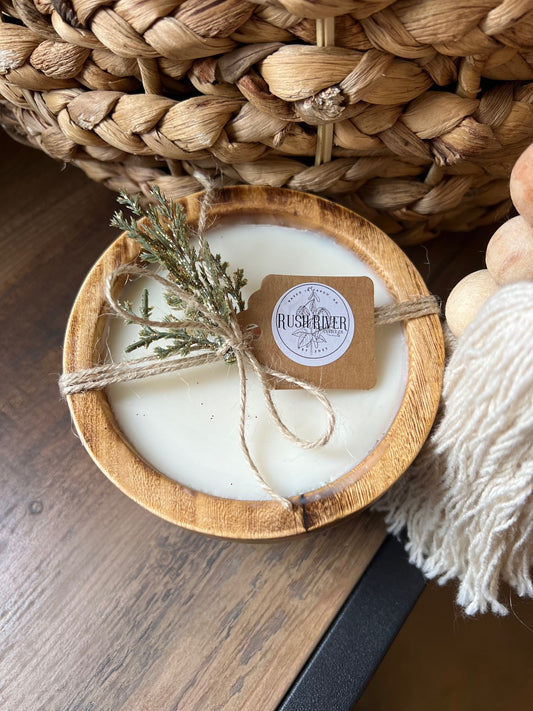 5" Smooth Wood Bowl Candle