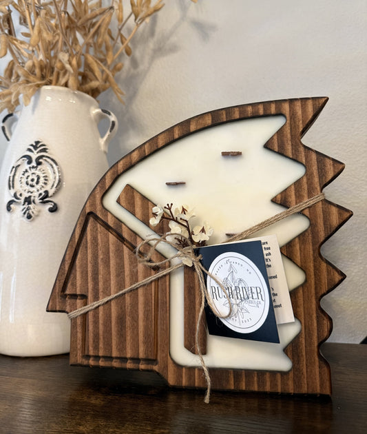 Sioux Head Wood Bowl Candle