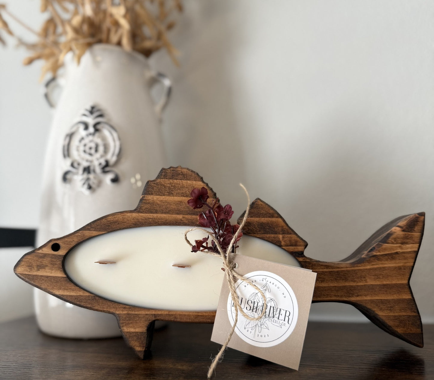 Walleye/Fish Natural Wood Bowl Candle