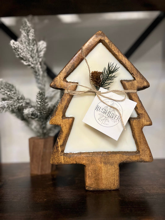 Rustic Tree Wood Bowl Candle - Brown